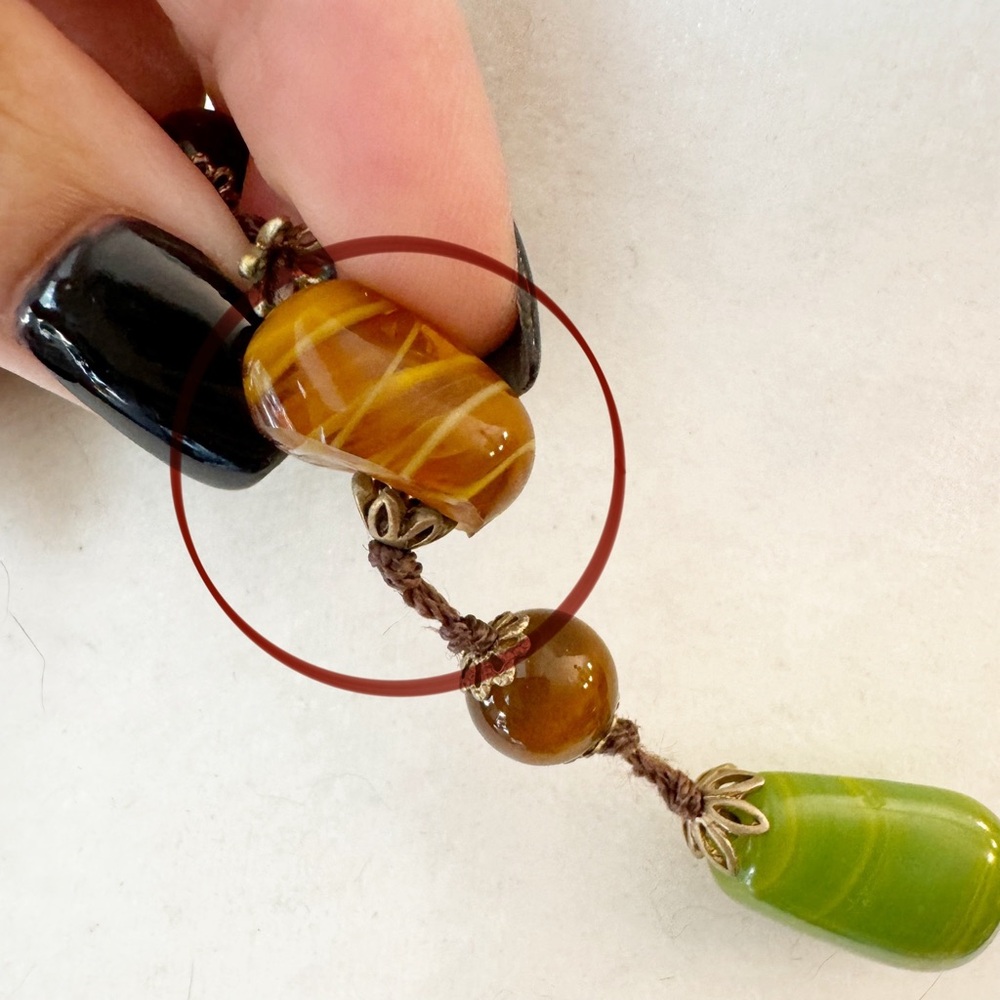 Beautiful Amber Glass Beaded Necklace LC Signed - Picture 6 of 7